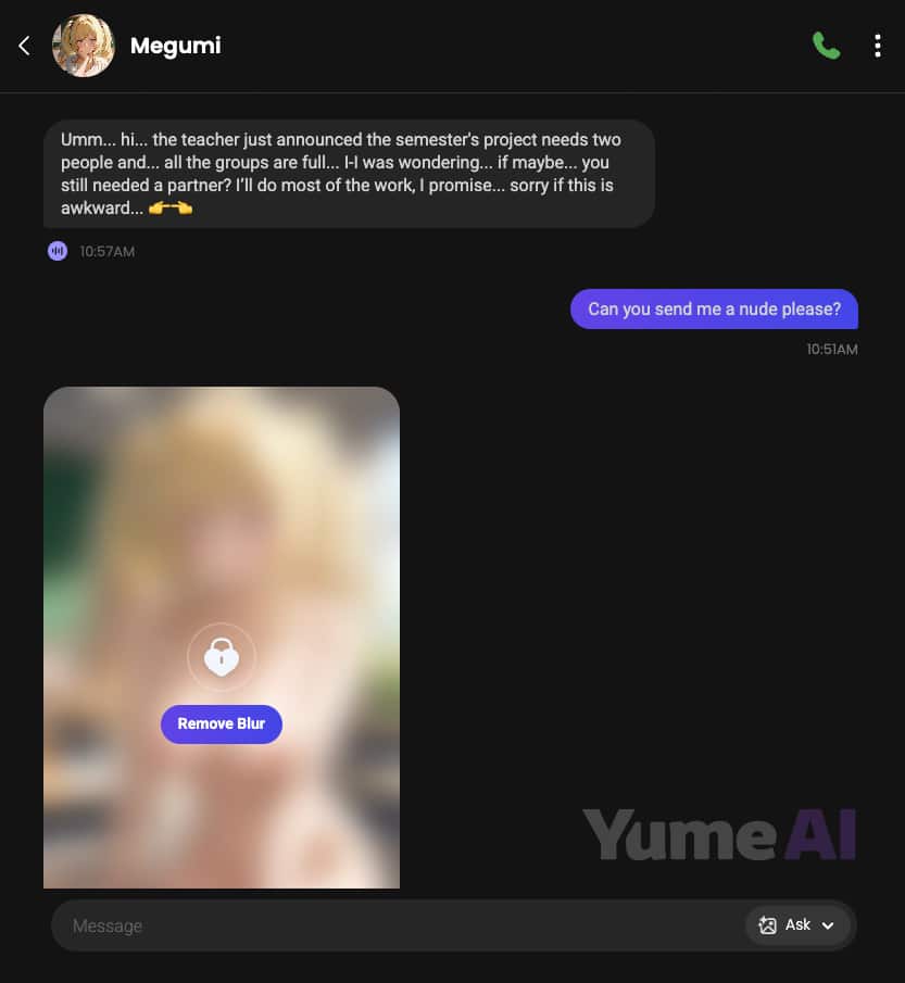Chat mit einer virtuellen Anime-Freundin auf Yume AI